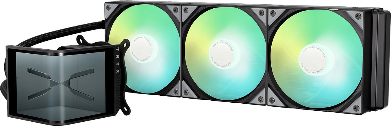 Ftohës uji për CPU TRYX PANORAMA SE ARGB 360, radiator 360mm, ekran 3D AMOLED, ARGB, zi