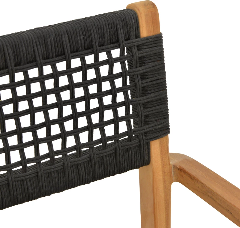 Karrige me krahë Lengan, dru tik natyral, litar i zi, 54x52x80cm