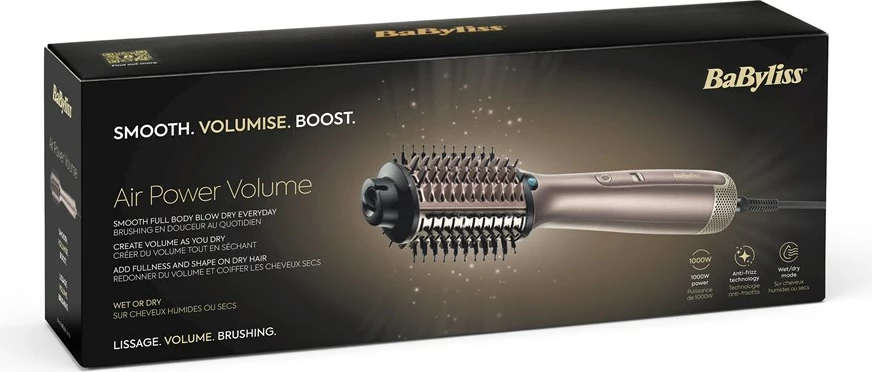 Furçë elektrike për flokë Babyliss AS95E Air Power Volume, 1000 W, Champagne/Black