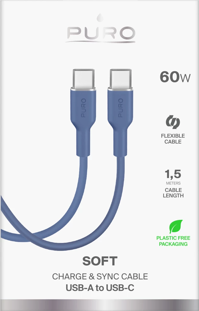 Kabllo USB-C në USB-C Puro ICON 1.5 m, kaltër