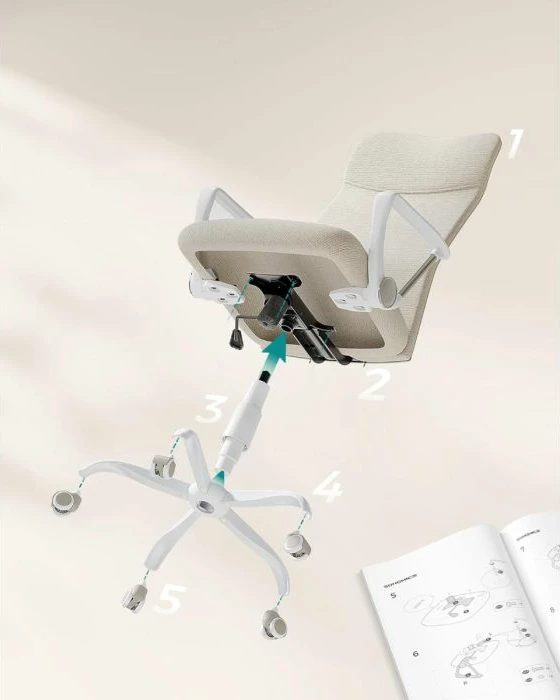 Karrige zyre ergonomike SONGMICS OBN034K01, rregullim lartësie, rrotullim 360°, deri 120 kg, cappuccino