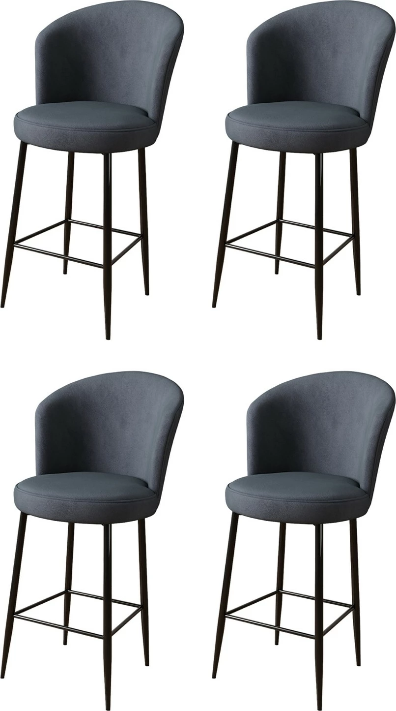 Set karrigesh për bar (4 copë), Hanah Home Fora, antracit, e zezë