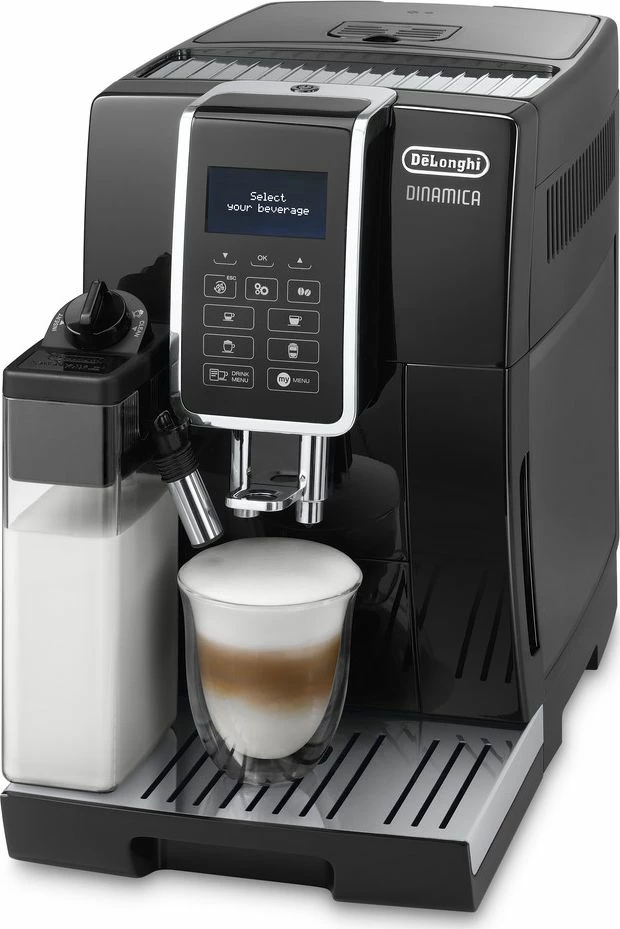 Aparat espresso automatik DeLonghi Dinamica ECAM 350.55.B, 1.8 L, 15 bar, me mulli dhe frother qumështi, i zi