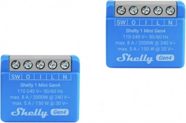 Smart switch Shelly 1 Mini Gen4, 2 copë, Kaltër