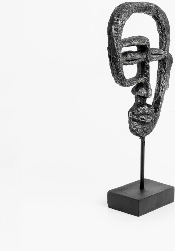 Dekor abstrakt fytyre, polirezine e zezë, 15x7x32cm