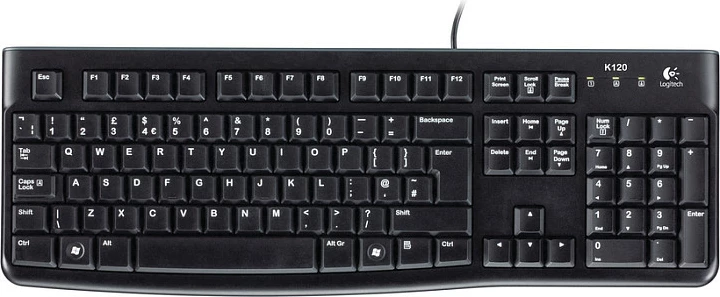 Tastierë Logitech K120, USB me kabllo, QWERTZ Çekisht, me numpad, e zezë