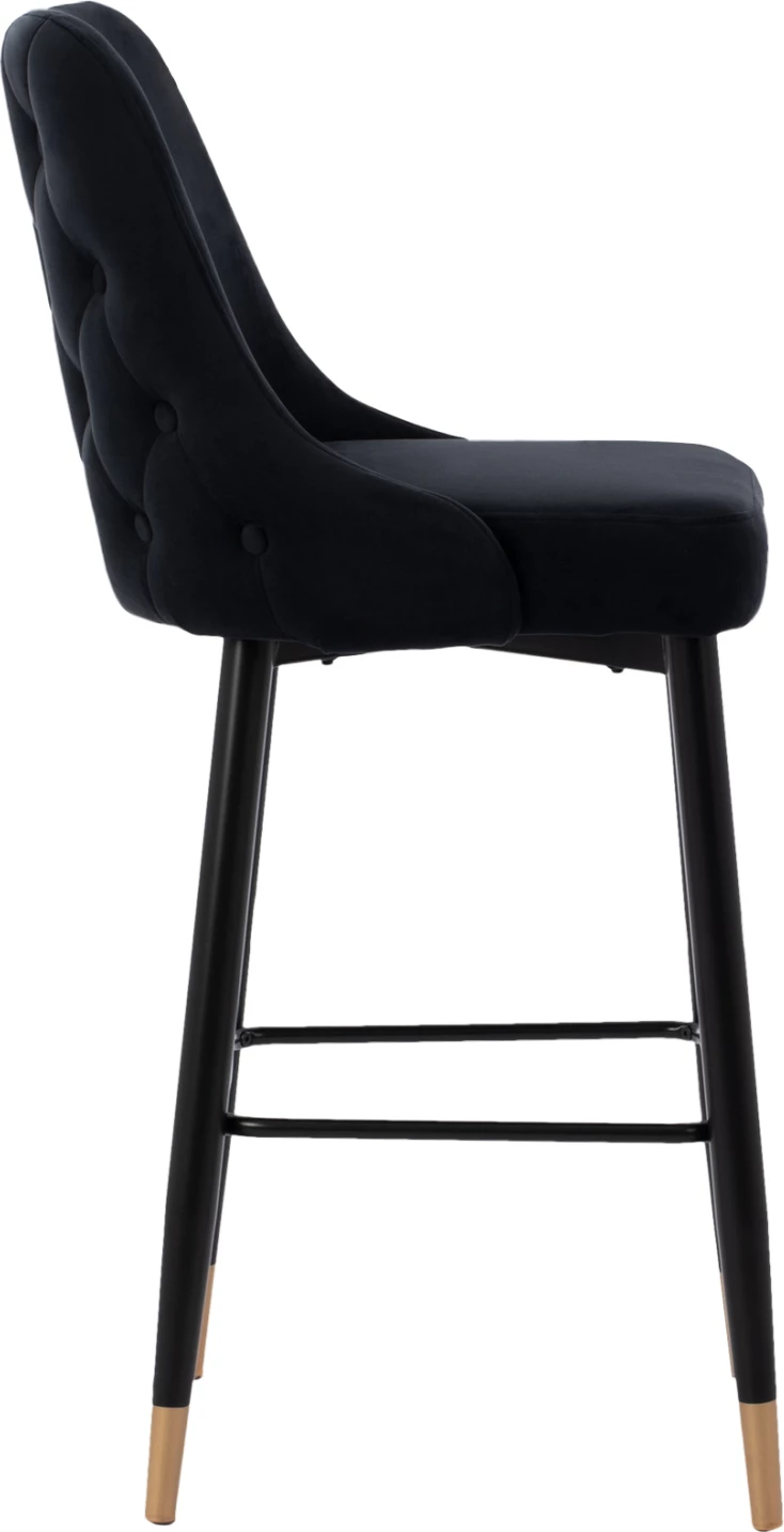 Karrige për bar SERENITY HM8519.04, kadife e zezë, kornizë metalike, 53x48x110 cm, set prej 2 copash