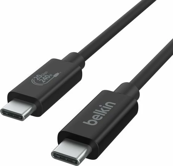 Kabllo USB-C në USB-C Belkin USB4 INZ004bt2MBK 2m 240W 20Gbps, zi/bardhë