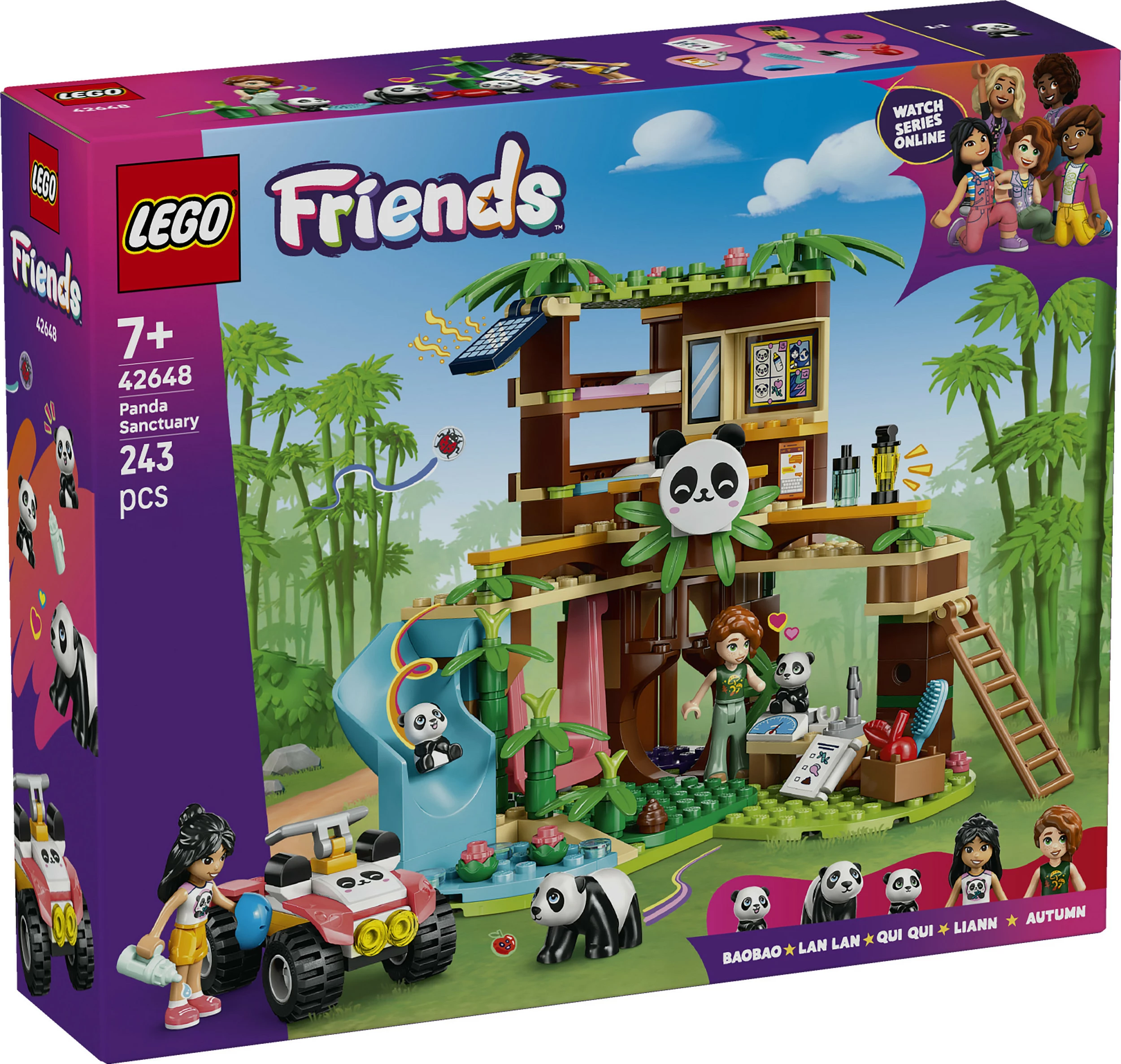 Set lodër LEGO Friends 42648 Strehë e Pandave, 243 copë, 7+