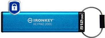 USB stick Kingston IronKey Keypad 200C 512GB, USB-C, blu