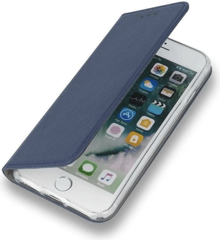 Mbështjellës HAVANA Premium Flip Cover për iPhone 15 Pro, PU lëkurë, me magnet, me stand, me vend për kartelë, blu e errët