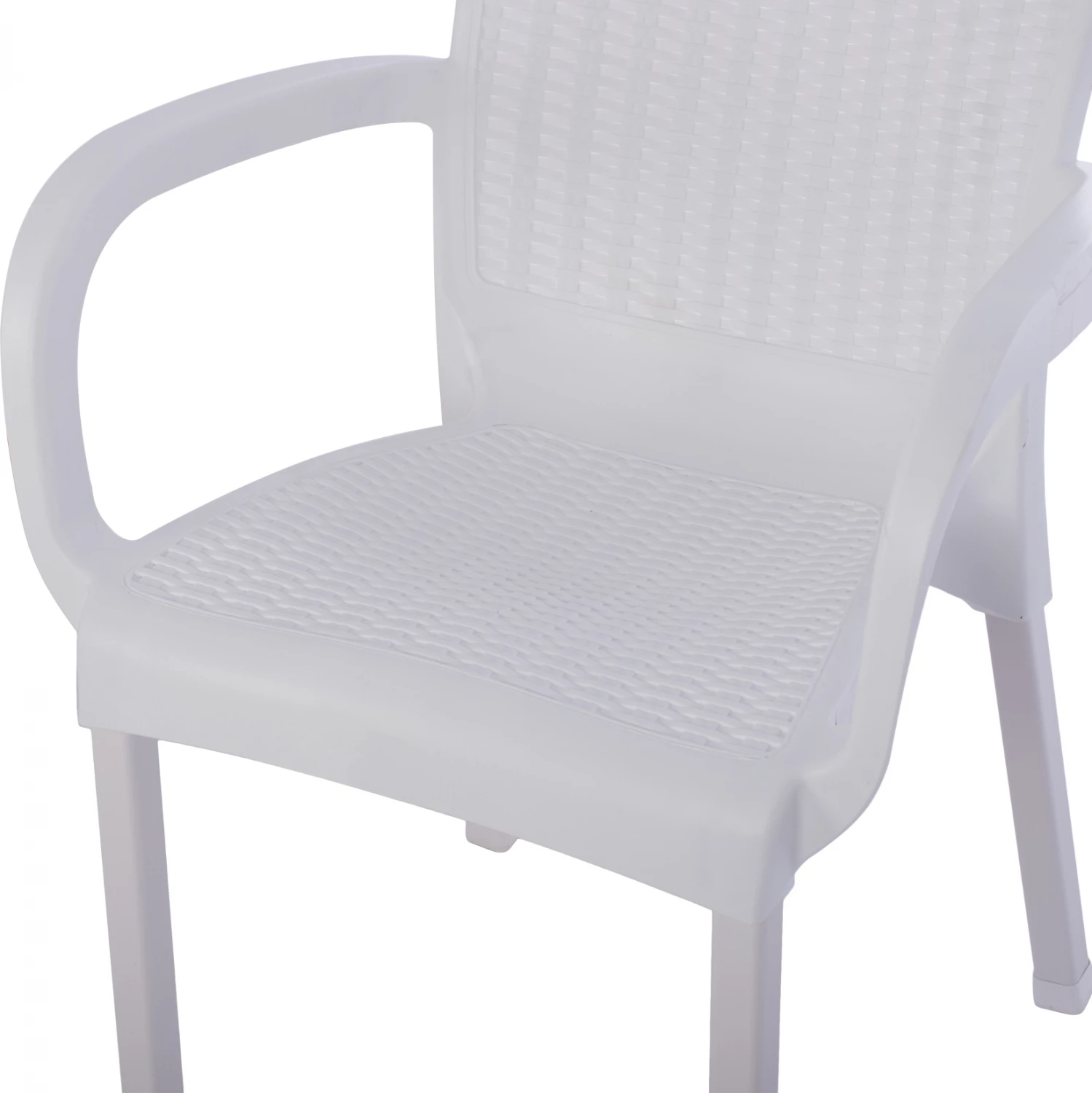 Karrige e bardhë polipropileni rattan, këmbë alumini, FH5591.01, 60x60x82 cm