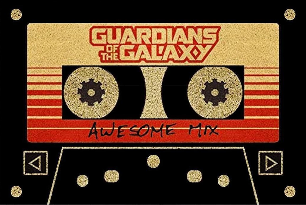 Shilte hyrëse PVC, dizajn kasete 'Guardians of the Galaxy', shumëngjyrëshe, 40x60cm