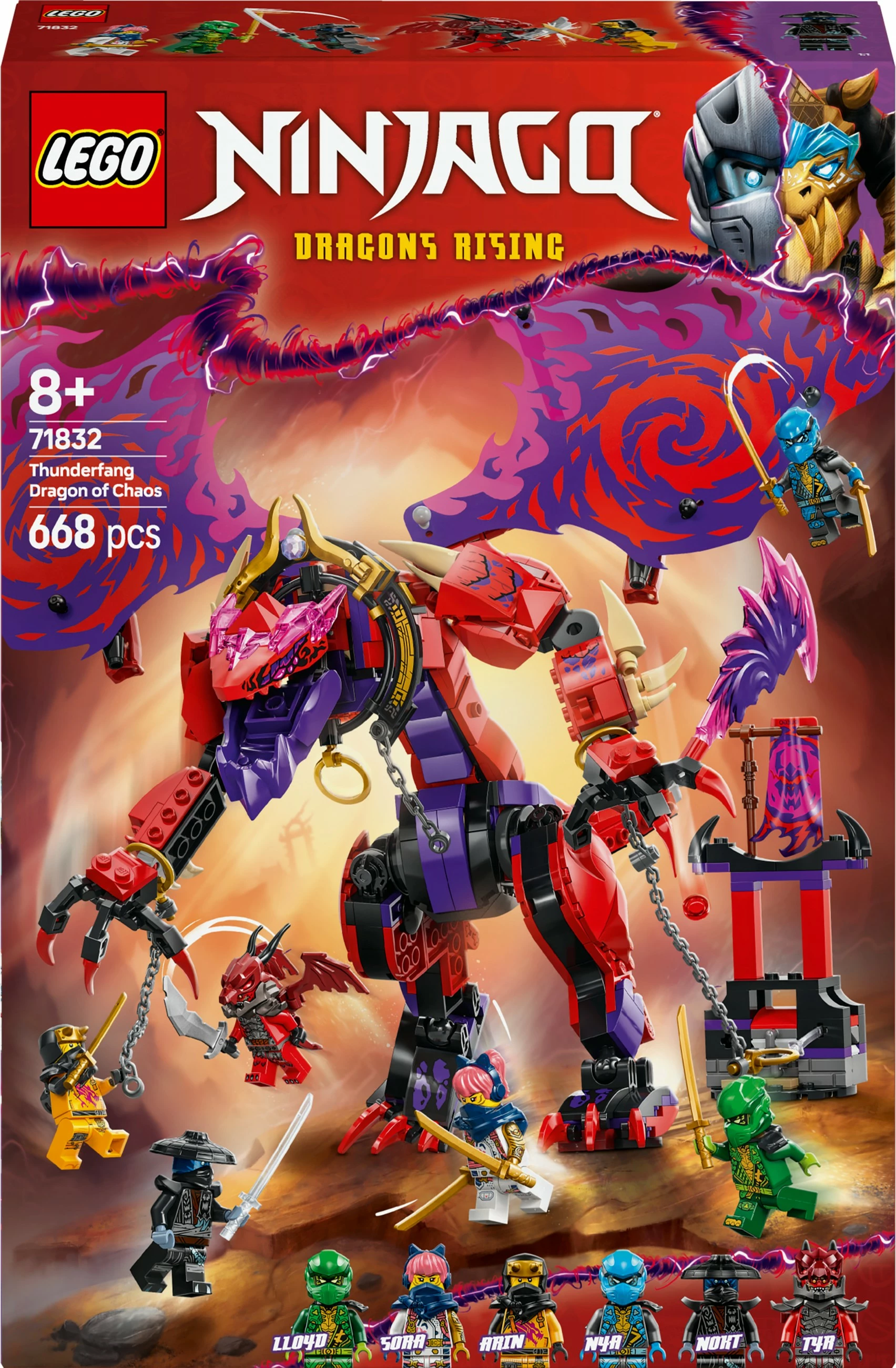 Set LEGO Ninjago 71832 Chaosdrache Donnerzahn, 668 pjesë