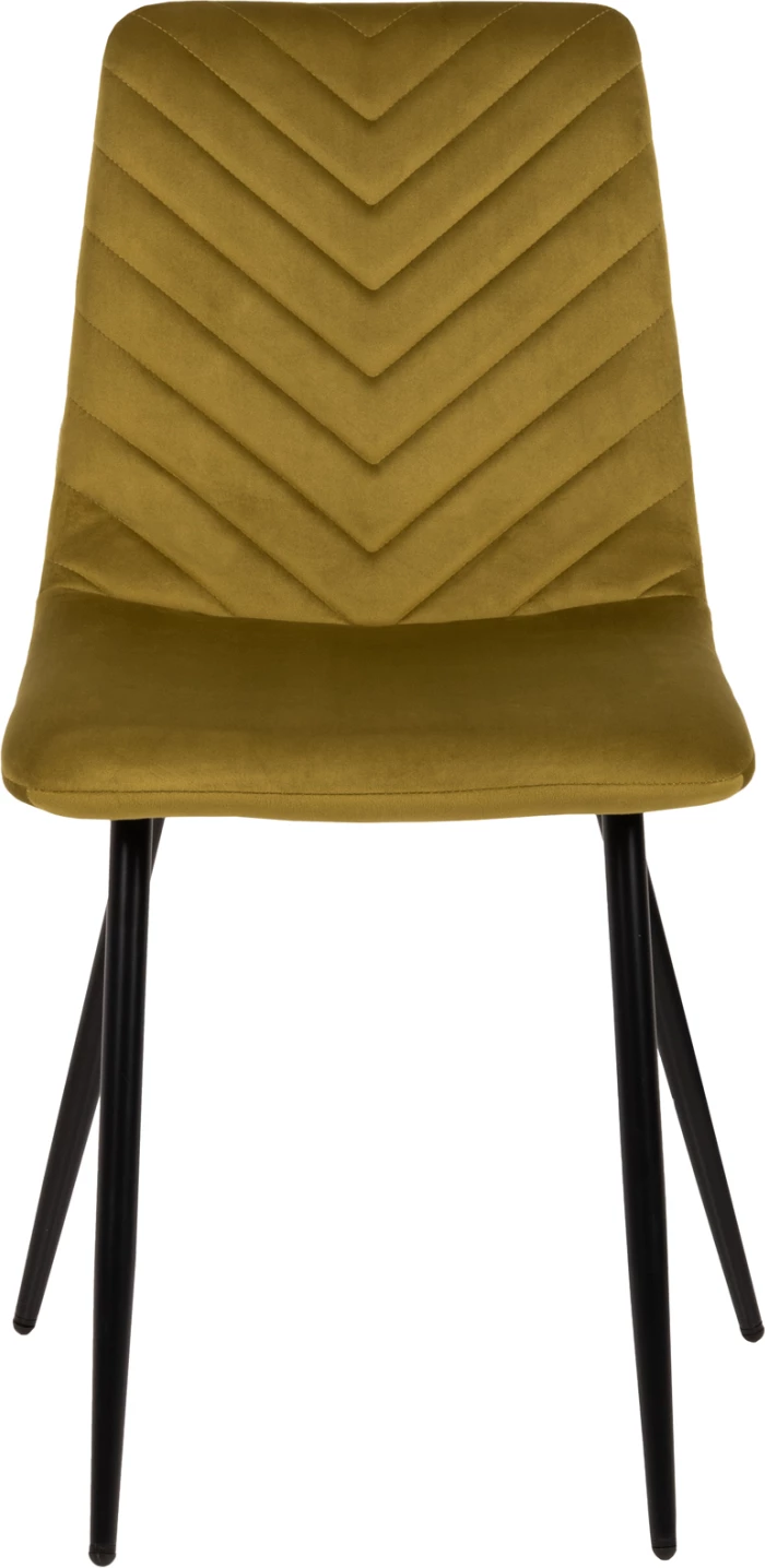 Karrige ngrënieje LATRELL, FH8587.07, kadife jeshile ulliri, këmbë metali të zeza, 43x54x88H cm, set prej 4 copash