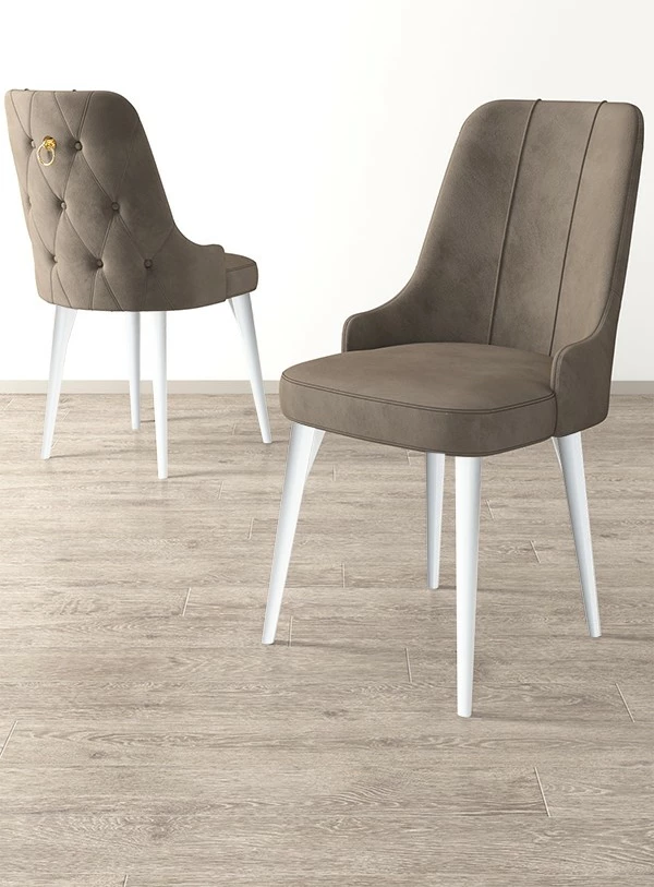 Set karrigesh (2 copë) Hanah Home Newa, kapuçino, e bardhë