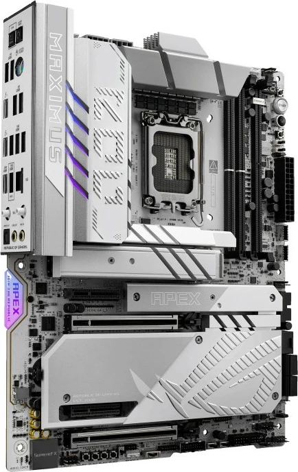 Pllakë amë, Asus ROG Maximus Z890 Apex, LGA1851, Intel Z890, ATX, 2x DDR5, PCIe 5.0 x16, Thunderbolt 4, Wi‑Fi 7, argjendtë gri