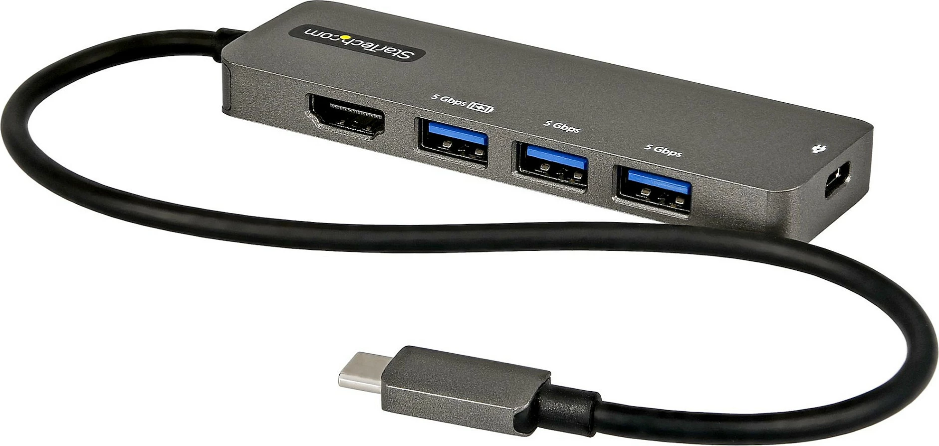 Adapter multiport USB-C StarTech DKT30CHPD3, HDMI 4K 60Hz, PD 100W, 3x USB-A + USB-C, LAN 2.5GbE, 30cm, zi/gri