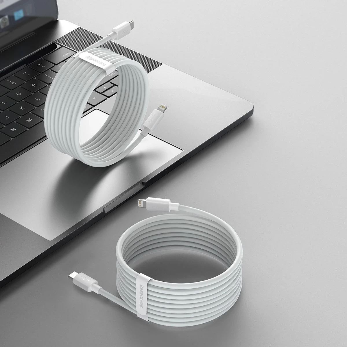Kabllo Baseus Simple Wisdom USB-C do Lightning, PD, 20W, 1.5m (e bardhë) 2 copë