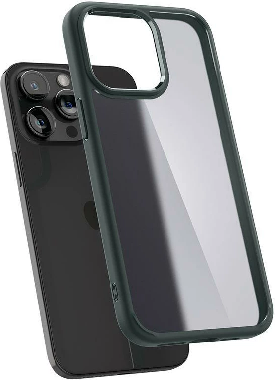 Mbështjellës Spigen Ultra Hybrid për iPhone 15 Pro Max, Gjelbër e errët