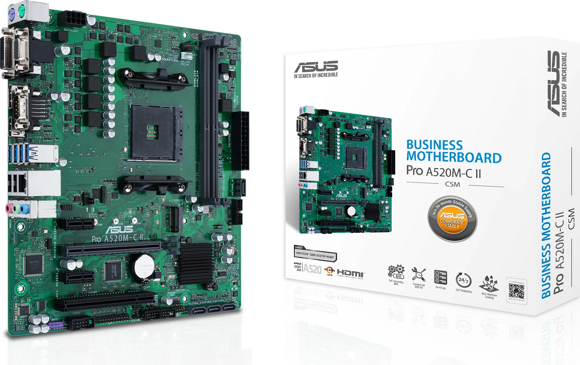Pllakë amë ASUS PRO A520M-C II/CSM, Socket AM4, micro ATX, DDR4, 64GB