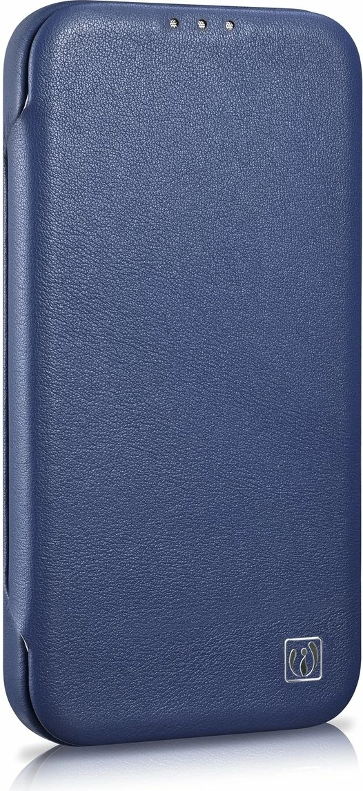 Mbështjellës iCarer CE Premium lëkurë folio për iPhone 14 Pro, MagSafe, Blu
