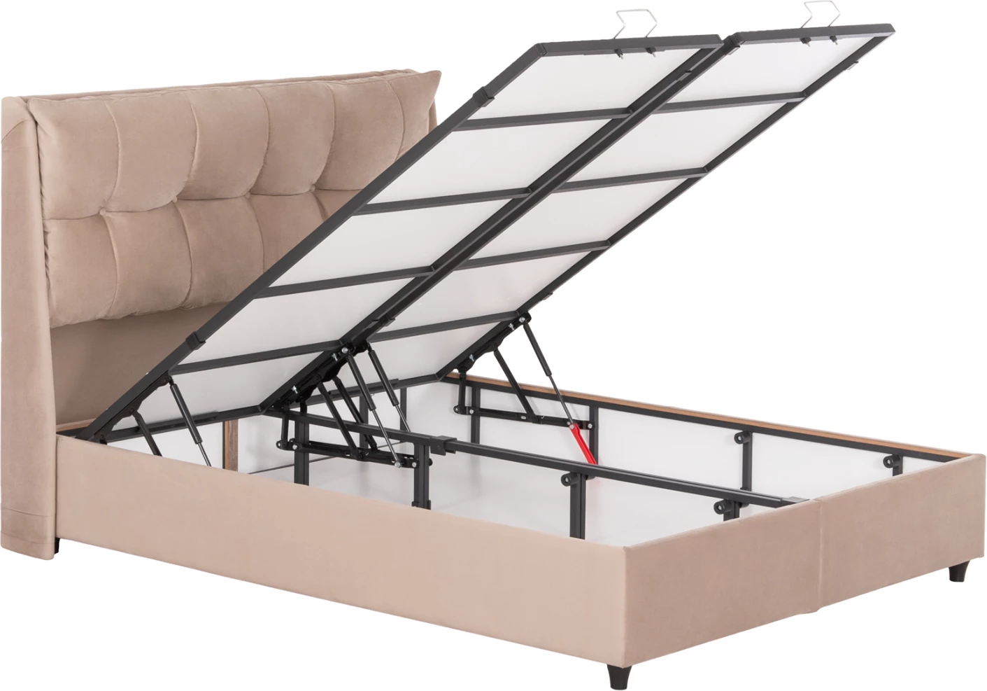 Krevat me hapësirë për depo, kadife bezhë, DREAMLET FH716, për dyshek 160x200cm