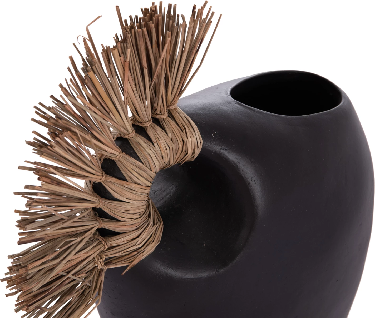 Vazo dekorative tavoline ALICA2, terrakotë e zezë, bar i thatë, 44x18x50Hcm