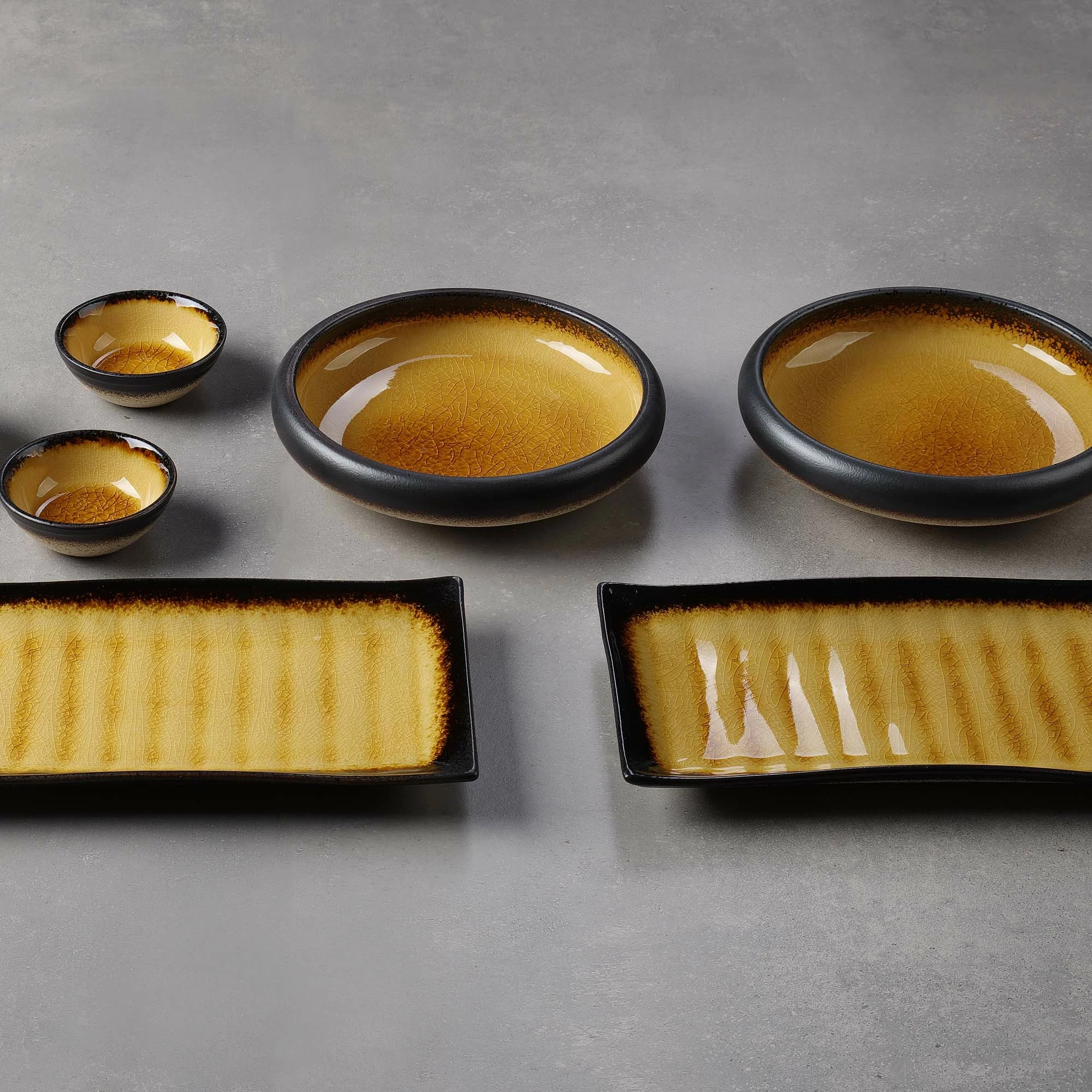 Ramekin Fine Dine Topaz 50 ml, diametër 50 mm, stoneware, blu/gri/jeshile/verdhe, set 12 copë