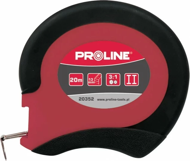 Metër çeliku Proline 20353 30 m x 13 mm, kuqe/zezë