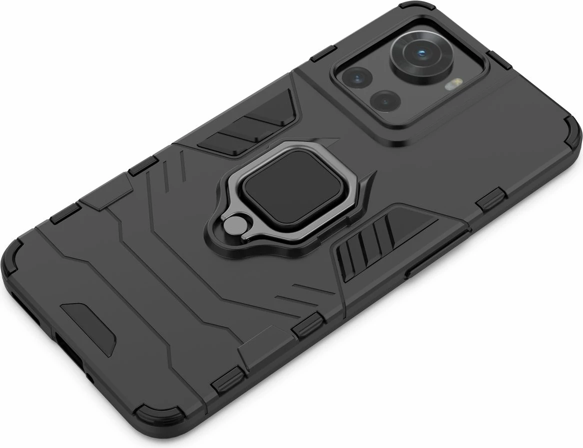 Mbështjellës Hurtel Ring Armor për OnePlus Ace, me dorezë magnetike, i zi