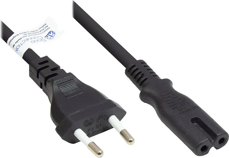 Kabllo rryme GoodConnections P0370-S005, Type C në C7, 0.5 m, 250 V, e zezë