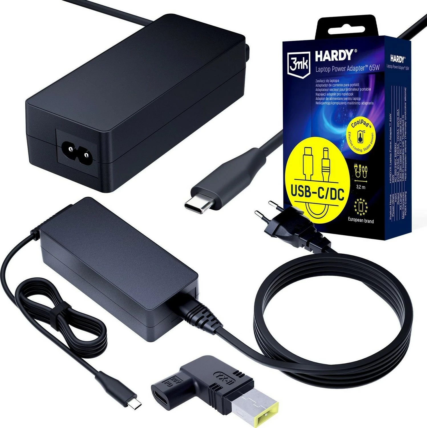 Adapter rryme laptopi 3MK HARDY 65W, Lenovo, USB-C/slim, e zezë