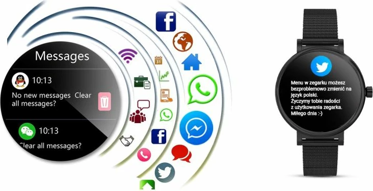 Smartwatch për femra Rubicon, e zezë