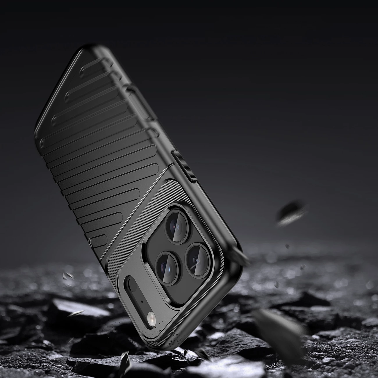 Mbështjellës Hurtel Thunder Case për iPhone 17 Pro, TPU, i zi