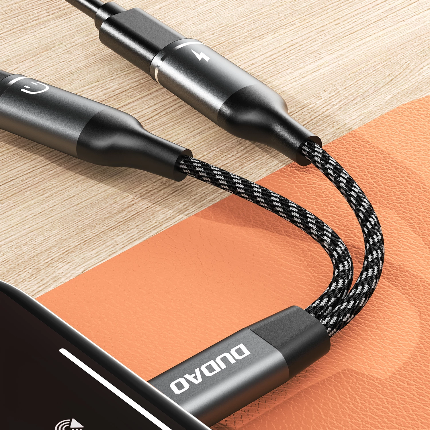 Adapter USB-C Dudao L13C+ 2-në-1, 1.2m, Gri