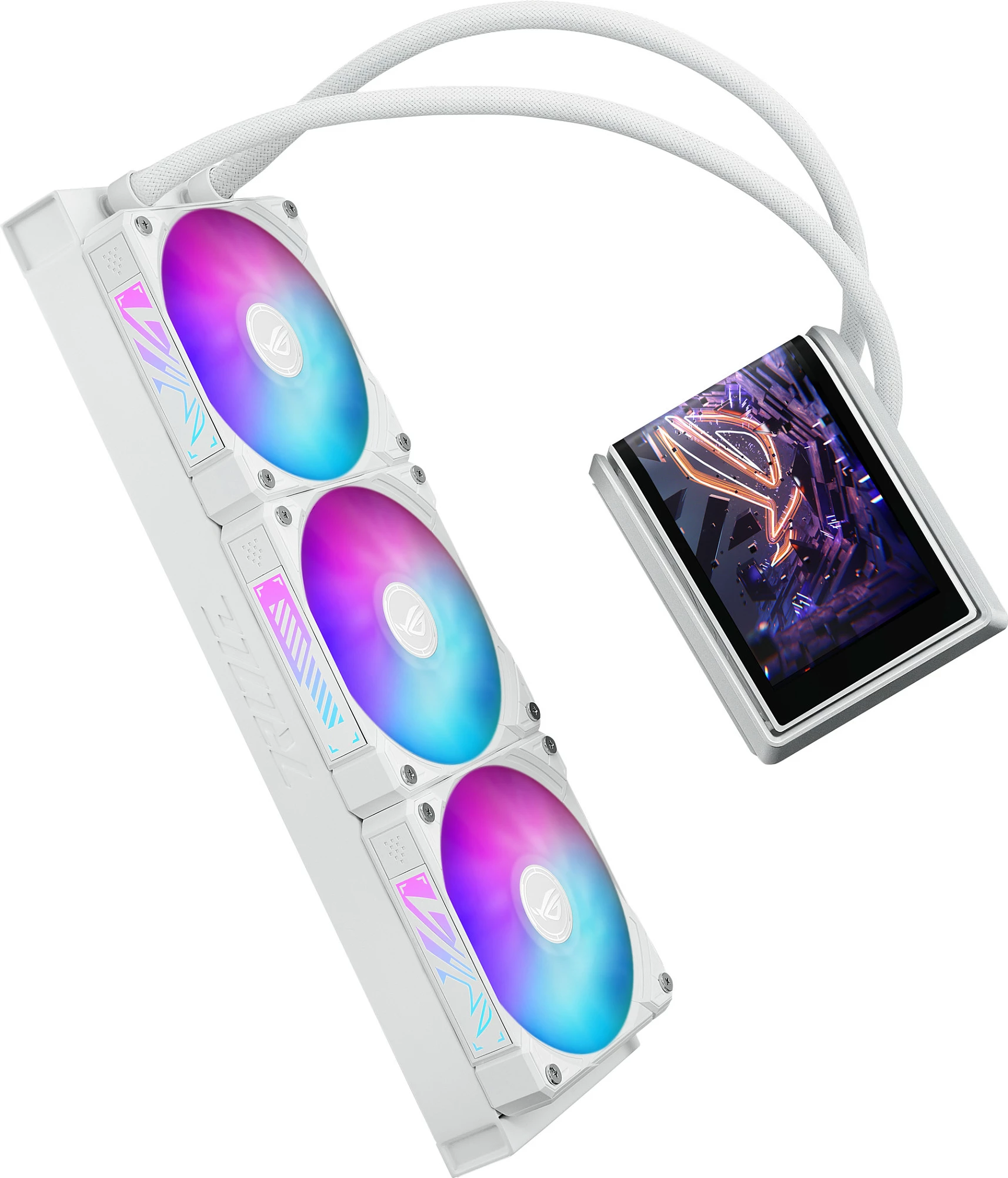 Ftohës uji AIO ASUS ROG RYUO IV 360 ARGB, 3x120mm, ekran AMOLED 6.67", i bardhë
