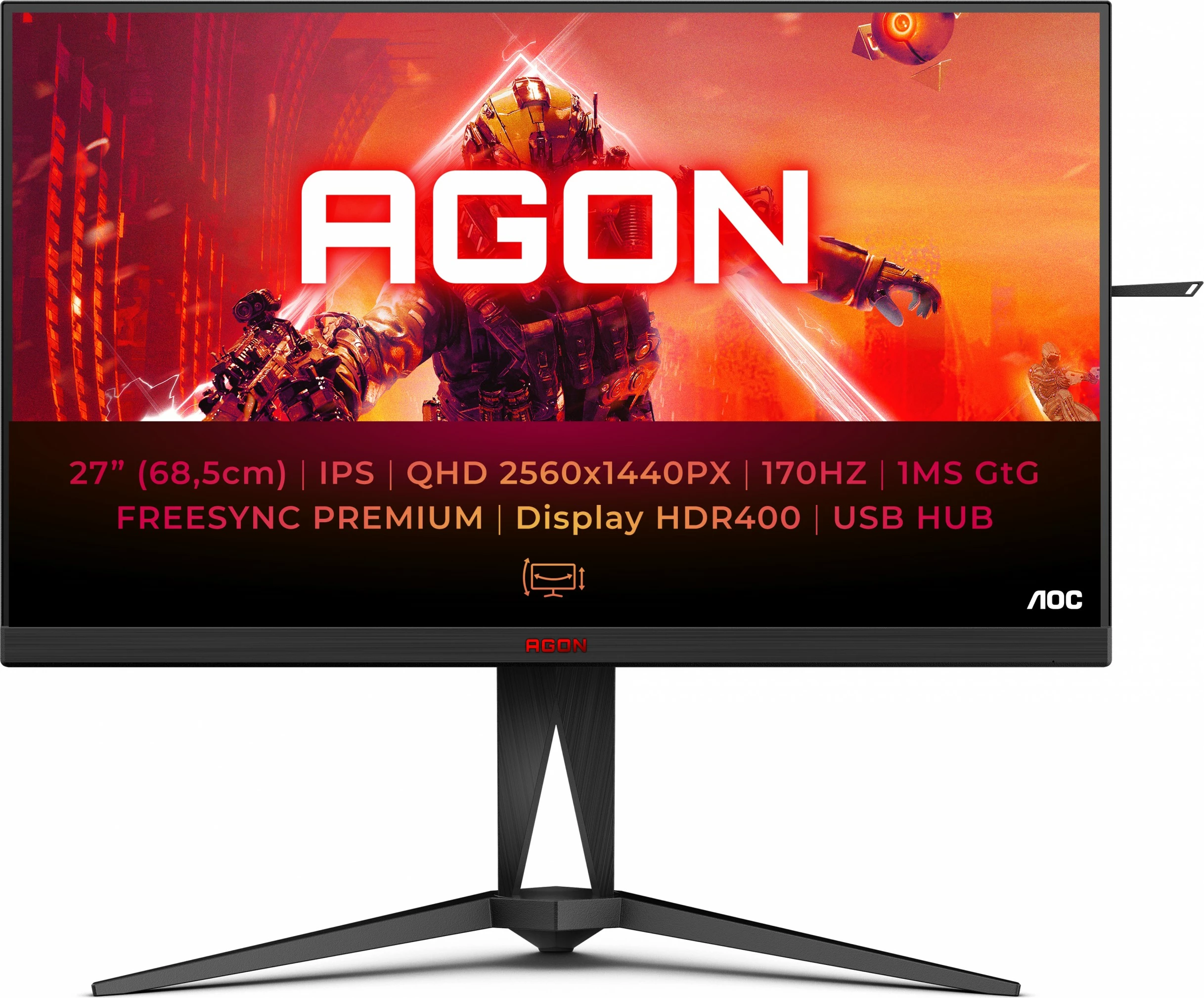 Monitor AOC AG275QX/EU 27 inç, QHD, 170Hz, 1ms, i zi i kuq
