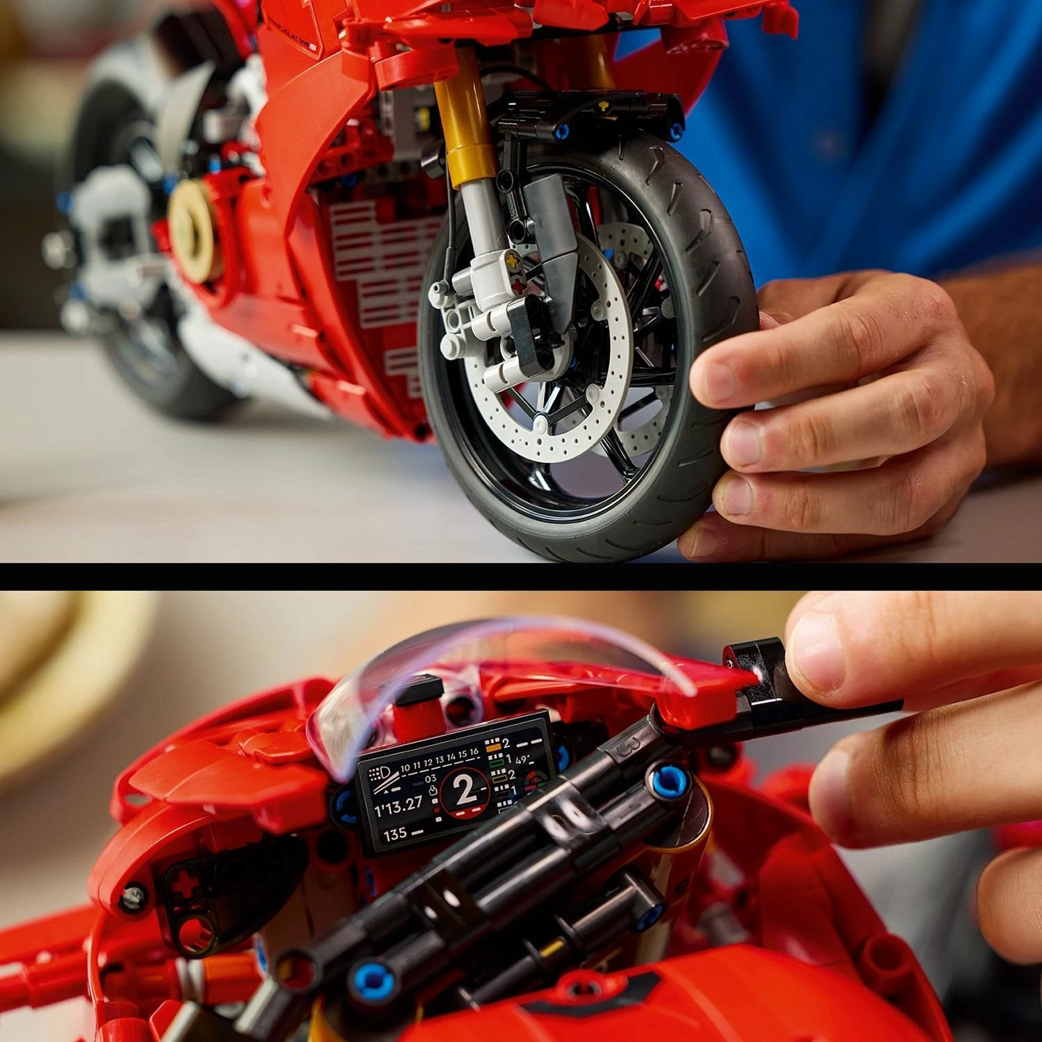 Set LEGO Technic motoçikletë Ducati Panigale V4 S 42202, 1603 pjesë, e kuqe