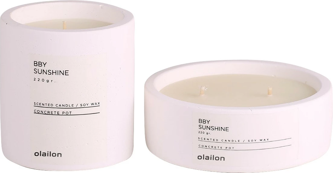 Set qirinjsh (2 copë), Aberto Design, Bby Sunshine, aromë sandalwood, ngjyrë e bardhë