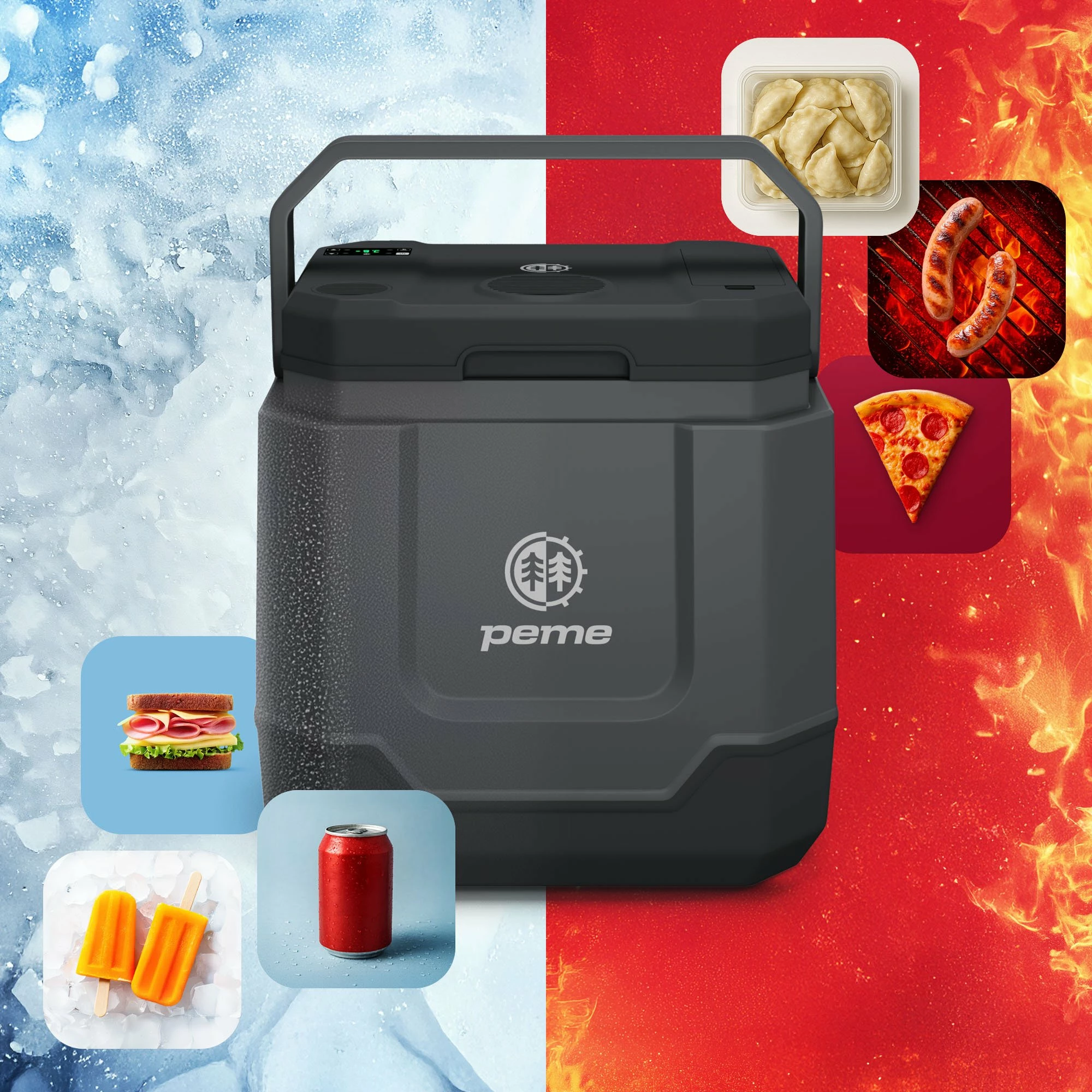 Frigorifer udhëtimi Peme Trip 31.5 L, ftohje/ngrohje, Bluetooth, USB, 12V/230V, i zi