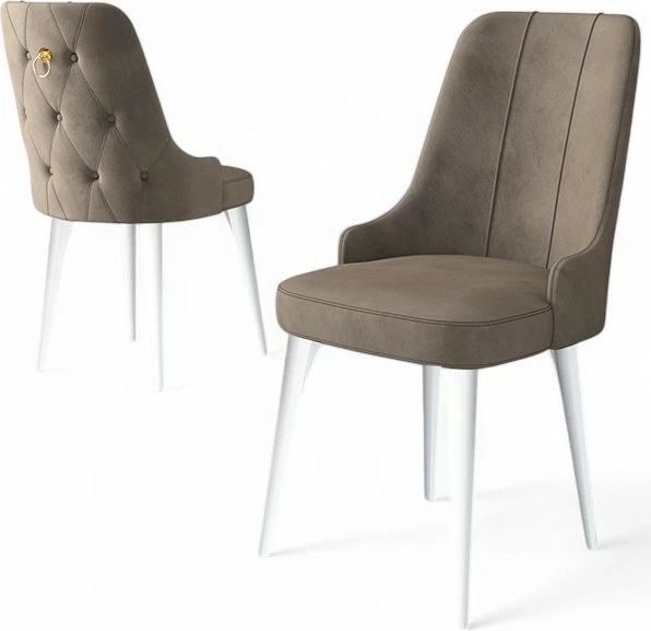 Set karrigesh (2 copë) Hanah Home Newa, kapuçino, e bardhë
