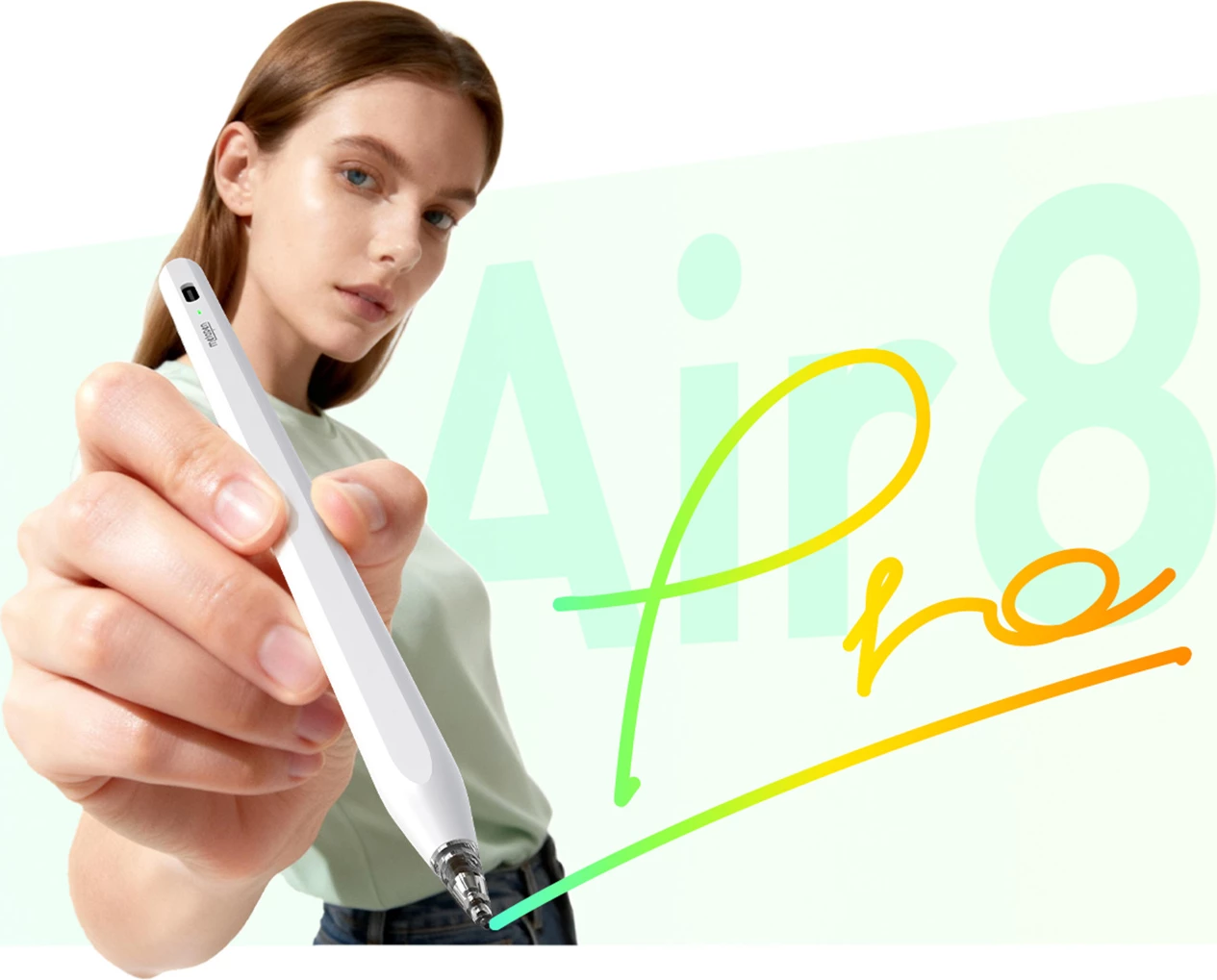 Stylus për iPad Metapen Pencil Air8 Pro, USB-C, deri 26 orë, Palm Rejection, pa Bluetooth, e bardhë