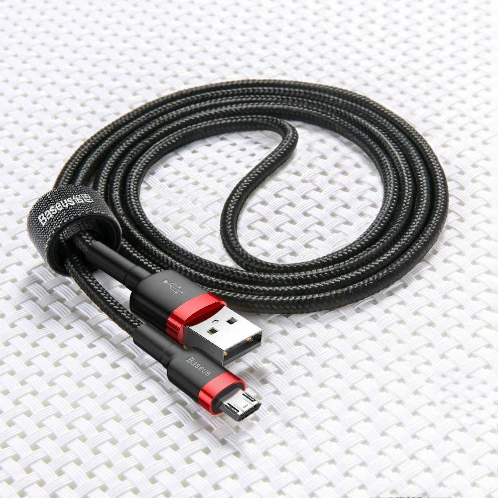 Kabllo Baseus Cafule, USB në micro USB, 3m, 2A, e zezë-kuqe