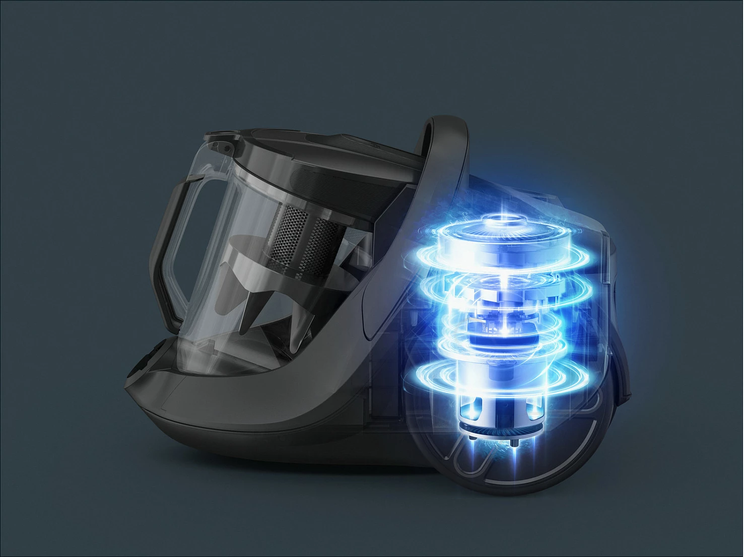 Fshesë me korent Rowenta Green Force RO7C36, pa qese, 500 W, 2.5 L, HEPA, e zezë/gri/blu