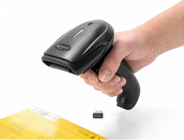 Skaner barkod DeLOCK 1D Laser, Bluetooth/2.4GHz/USB, 752x480, 30 cm, i zi
