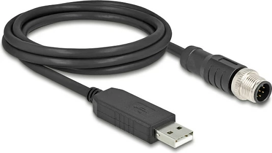 Kabllo seriale DeLOCK USB 2.0 Type-A në M12 RS-232 8-pin (A-coded), 1.8 m, e zezë