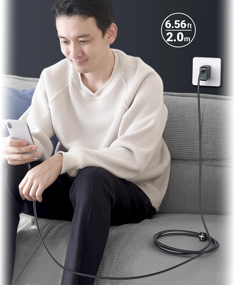 Kabllo USB-C në USB-C, Acefast C4-03, 2 m, 100W 5A, 480 Mb/s, PD QC, e zezë