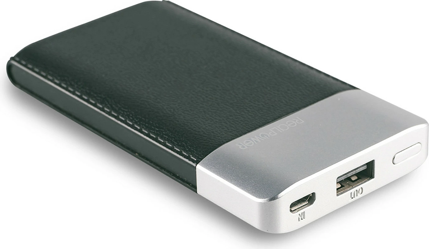 Powerbank RealPower PB-4000 Fashion, 4000mAh, LiPo, Micro-USB, i zi/argjendtë