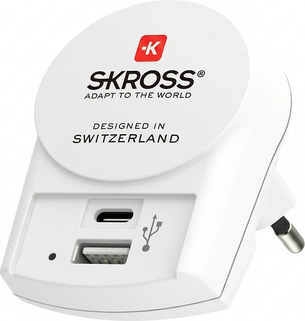 Adapter udhëtimi SKROSS Pro+ USB AC30PD, USB-C PD 30W, USB-A, i bardhë